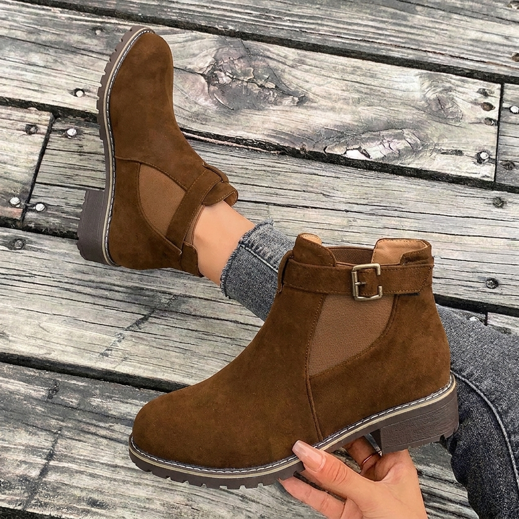 Women's Chelsea Ankle Boots | Buckle Strap & Block Heel 6
