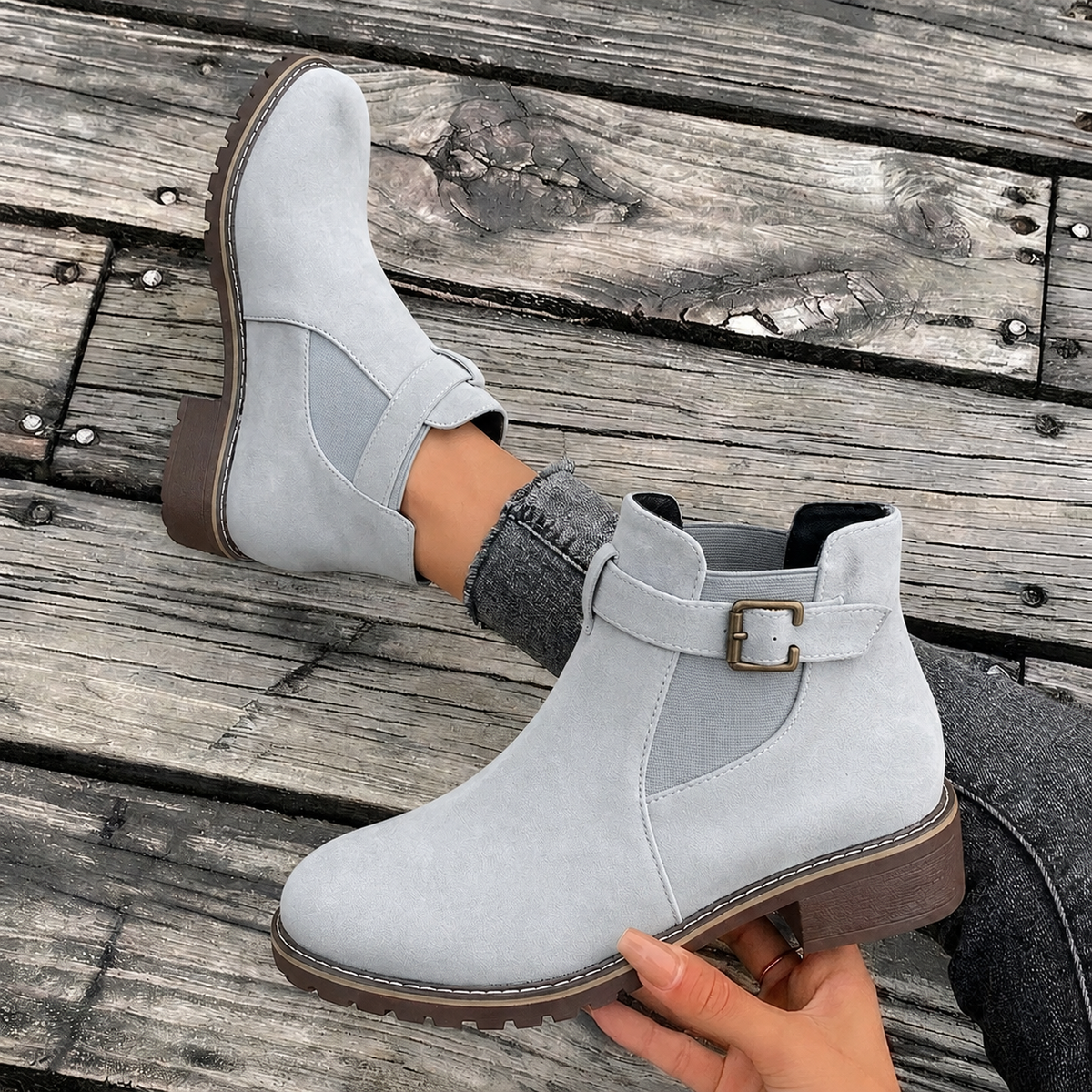 Women's Chelsea Ankle Boots | Buckle Strap & Block Heel 7
