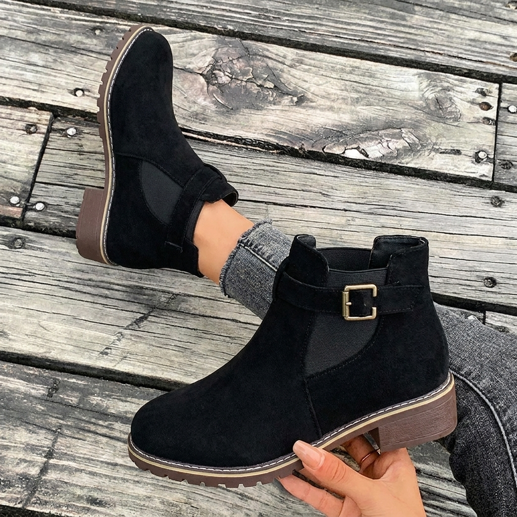 Women's Chelsea Ankle Boots | Buckle Strap & Block Heel 1
