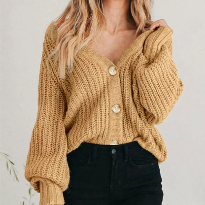 Women's Chunky Knit Cardigan | Oversized Balloon Sleeve 1