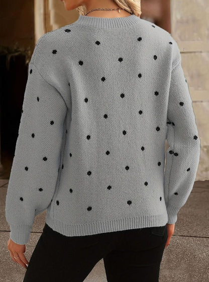 Women's Cosy Polka Dot Long Sleeve Knit Sweater