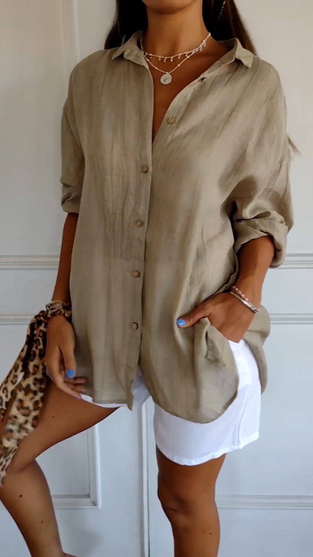 Wren | Women's Crinkle Textured Button-Down Long-Sleeve Top