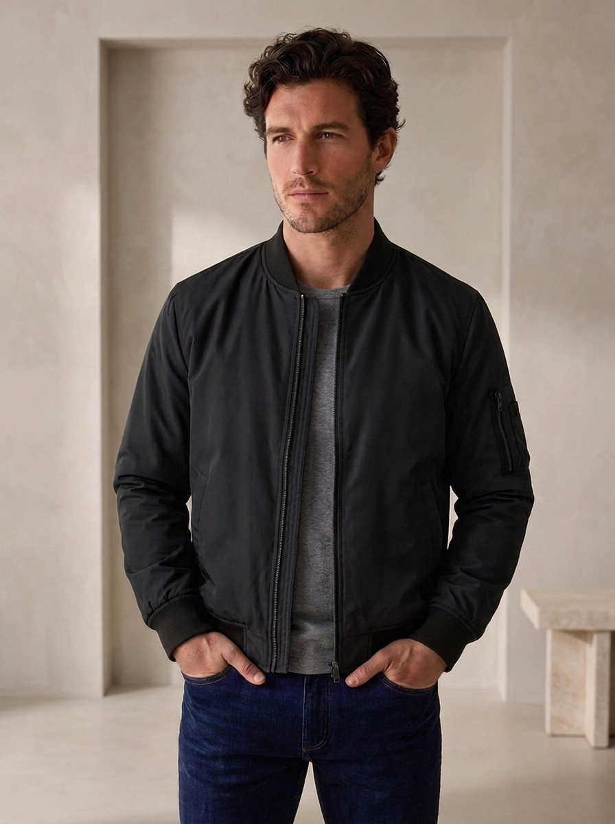 Regular fit jacket with ribbed cuffs