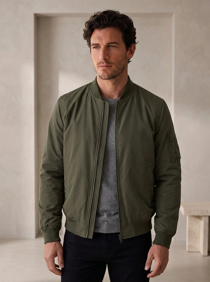Men's smooth woven bomber jacket