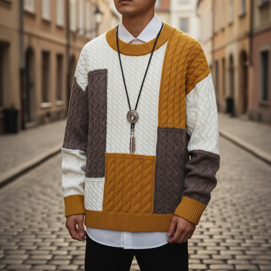 Men's Sweater | Geometric Print & Warm Fit 3